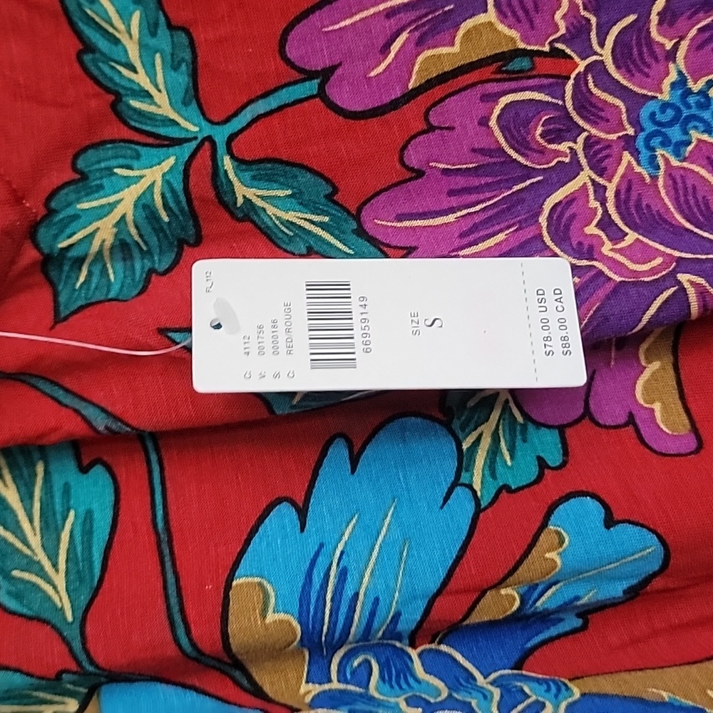 ANTHROPOLOGIE TINY RED FLORAL NEW NWT SHIRT TOP TANK SMALL S - Picture 5 of 7